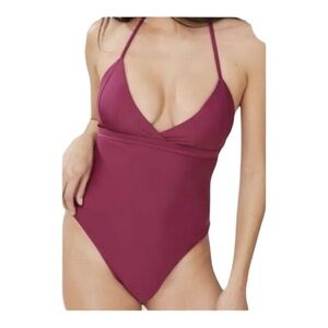 Andie Swim Lagos One Piece Swimsuit in Plum Size M NWT